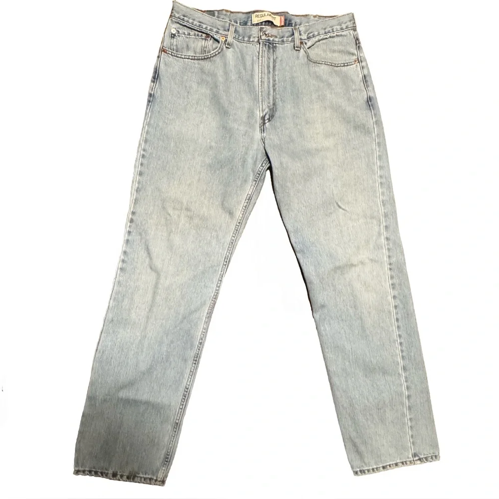 LEVI’S 505 Regular Fit Straight Leg Light Stonewash Blue Jeans Size 38 x 34